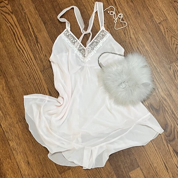 Vintage California Dynasty Chiffon Chemise -Ballet Slipper Pink-Flowy,Soft - EVC - Picture 3 of 13